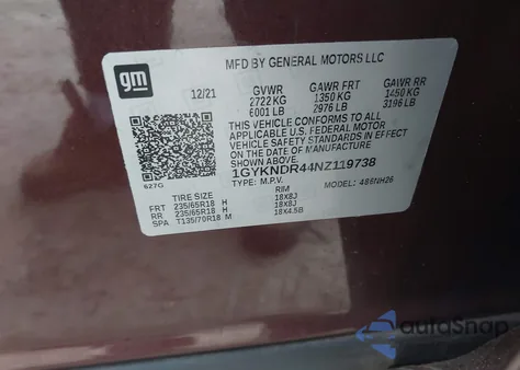 2022 Cadillac Xt5 Awd Premium Luxury z USA, uszkodzony, nr VIN 1GYKNDR44NZ119738